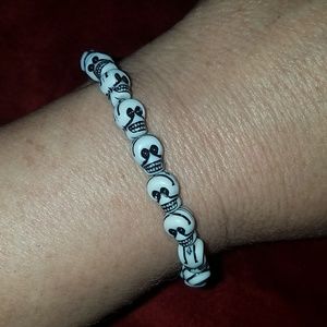 Day of the Dead Skull Bracelet Black White Skulls
